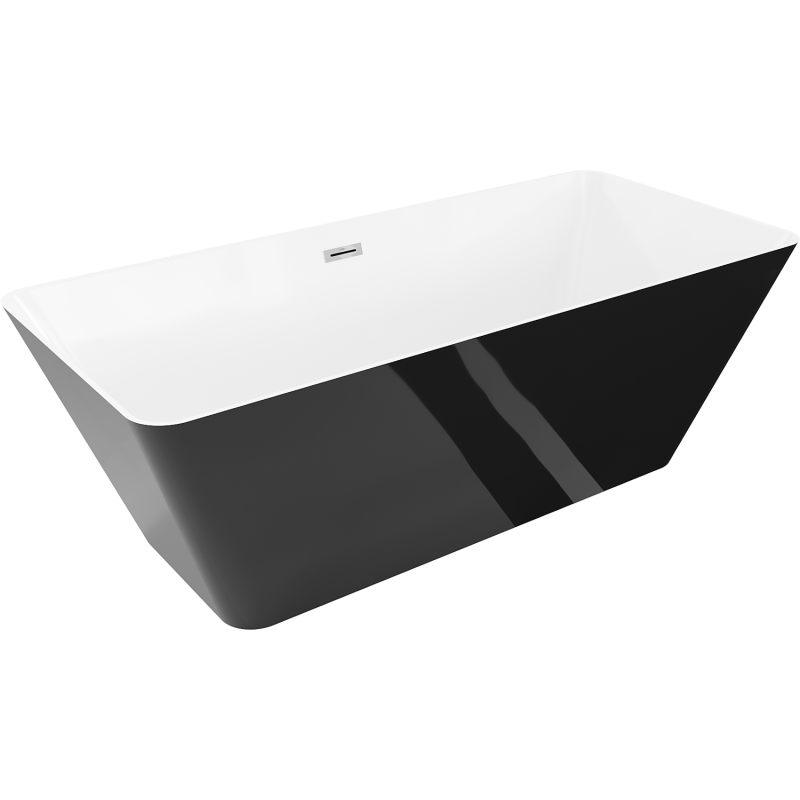 Mexen Velo Slim szabadon álló kád 170 x 75 cm, fehér/fekete, krómozott túlfolyó - 52811707575-01