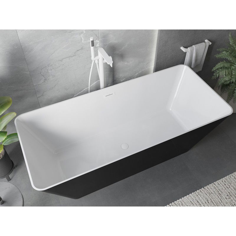 Mexen Velo Slim szabadon álló kád 170 x 75 cm, fehér/fekete, fehér túlfolyó - 52811707575-20