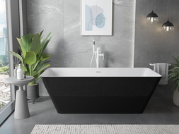 Mexen Velo Slim cadă de sine stătătoare 170 x 75 cm, albă/neagră, preaplin alb - 52811707575-20