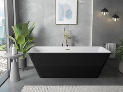 Mexen Velo Slim cadă independentă 170 x 75 cm, albă/neagră, preaplin auriu periat - 52811707575-55