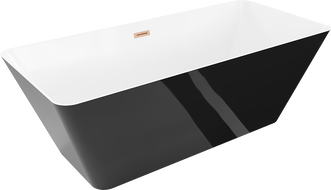 Mexen Velo Slim szabadon álló kád 170 x 75 cm, fehér/fekete, matt réz túlfolyó - 52811707575-65