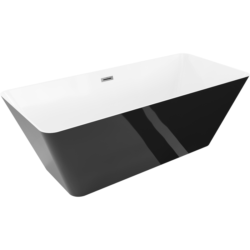 Mexen Velo Slim cadă freestanding 170 x 75 cm, albă/neagră, preaplin gun gray periat - 52811707575-66