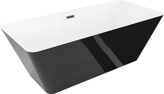 Mexen Velo Slim cadă de baie freestanding 170 x 75 cm, alb/negru, preaplin negru - 52811707575-70