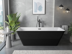 Mexen Velo Slim cadă freestanding 170 x 75 cm, alb/negru, preaplin negru - 52811707575-70