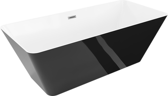 Mexen Velo Slim cadă de baie independentă 170 x 75 cm, albă/neagră, preaplin gun metal - 52811707575-95