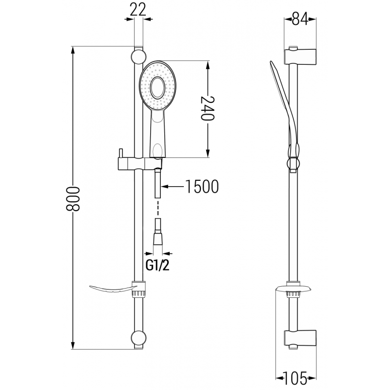 Mexen DF73 set de duș culisant, negru - 785734582-70