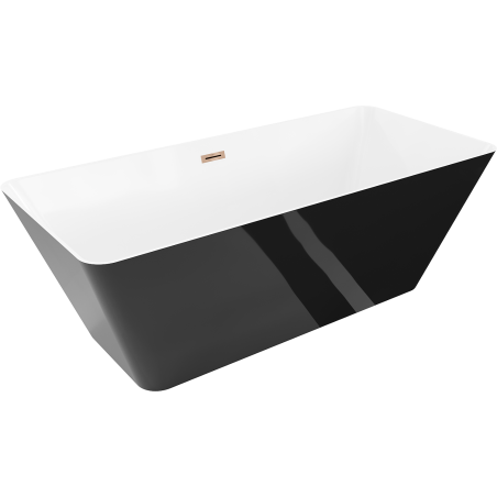 Mexen Velo Slim szabadon álló kád 170 x 75 cm, fehér/fekete, túlfolyó rózsaszín arany - 52811707575-60