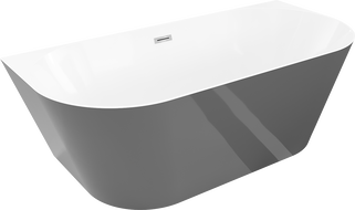 Mexen Oval Slim szabadon álló, fal melletti fürdőkád 170 x 80 cm, fehér/szürke, króm túlfolyó - 52661708062-01