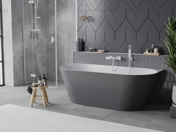 Mexen Oval Slim cadă de baie independentă de perete 170 x 80 cm, alb/gri, preaplin alb - 52661708062-20