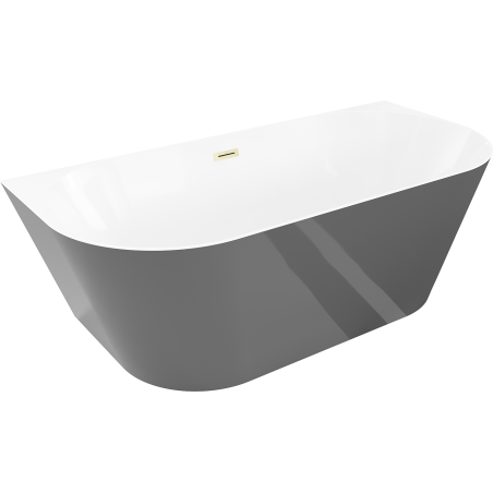 Mexen Oval Sim szabadonálló fali kád 170 x 80 cm, fehér/szürke, túlfolyó arany sörtéjű - 52661708062-55