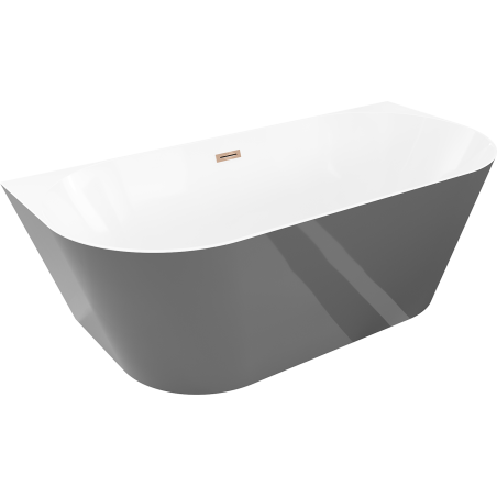 Mexen Oval Sim szabadon álló falhoz rögzíthető kád 170 x 80 cm, fehér/szürke, rózsaarany túlfolyó - 52661708062-60