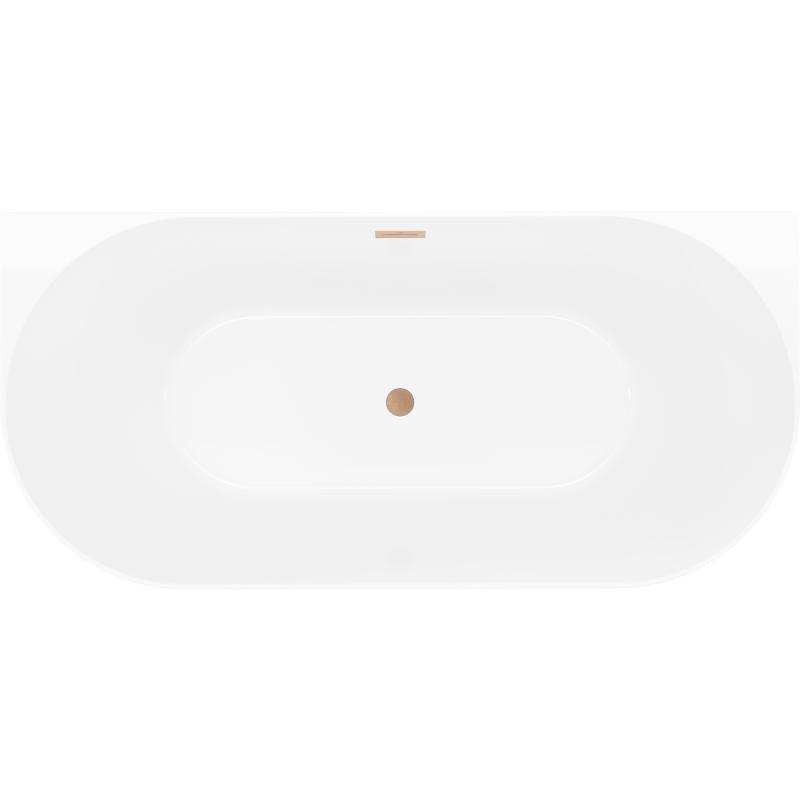 Mexen Oval Slim cadă de baie freestanding de perete 170 x 80 cm, alb/gri, preaplin cupru periat - 52661708062-65