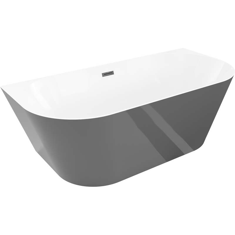 Cadă freestanding Mexen Oval Sim montată pe perete 170 x 80 cm, alb/gri, preaplin negru - 52661708062-70