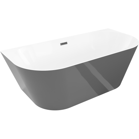 Cadă freestanding Mexen Oval Sim montată pe perete 170 x 80 cm, alb/gri, preaplin negru - 52661708062-70