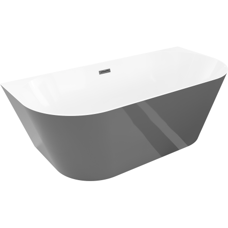 Mexen Oval Sim szabadon álló, falhoz rögzíthető kád 170 x 80 cm, fehér/szürke, fekete túlfolyó - 52661708062-70