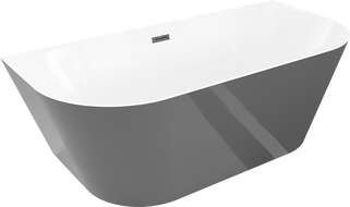 Mexen Oval Slim szabadon álló falhoz közeli kád 170 x 80 cm, fehér/szürke, fekete túlfolyó - 52661708062-70