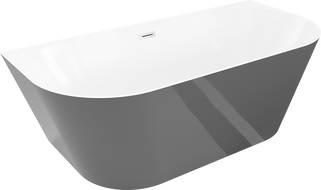 Mexen Oval Slim szabadon álló fali kád 170 x 80 cm, fehér/szürke, szálcsiszolt nikkel túlfolyó - 52661708062-97
