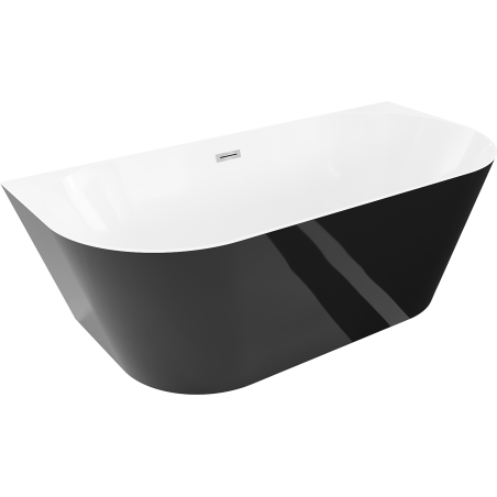 Mexen Oval Slim szabadon álló falhoz állítható kád 170 x 80 cm, fehér/fekete, króm túlfolyó - 52661708075-01