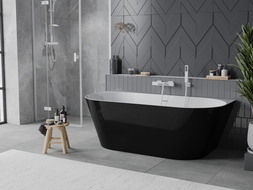 Mexen Oval Slim szabadon álló fal melletti kád 170 x 80 cm, fehér/fekete, fehér túlfolyó - 52661708075-20