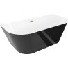 Mexen Oval Slim cadă freestanding îngustă 170 x 80 cm, albă/neagră, preaplin auriu - 52661708075-50