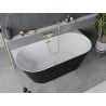 Mexen Oval Slim cadă freestanding îngustă 170 x 80 cm, albă/neagră, preaplin auriu - 52661708075-50