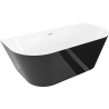 Mexen Oval Slim szabadon álló fal melletti kád 170 x 80 cm, fehér/fekete, arany kefélt túlfolyó - 52661708075-55