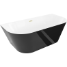 Mexen Oval Slim szabadon álló fal melletti kád 170 x 80 cm, fehér/fekete, arany szálcsiszolt túlfolyó - 52661708075-55