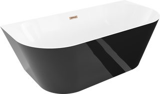 Mexen Oval Slim szabadon álló fali kád 170 x 80 cm, fehér/fekete, túlfolyó rózsaarany - 52661708075-60