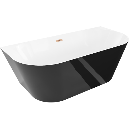 Mexen Oval Slim szabadon álló, falsíkhoz közeli kád 170 x 80 cm, fehér/fekete, rézszínű túlfolyó - 52661708075-65
