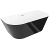 Mexen Oval Slim szabadon álló, falsíkhoz közeli kád 170 x 80 cm, fehér/fekete, rézszínű túlfolyó - 52661708075-65