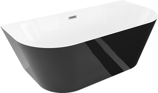 Mexen Oval Slim cadă independentă de perete 170 x 80 cm, alb/negru, preaplin gun gray periat - 52661708075-66