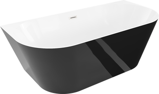 Mexen Oval Slim szabadon álló falszomszédos kád 170 x 80 cm, fehér/fekete, selyemfényű nikkel túlfolyó - 52661708075-97