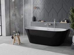 Cadă de sine stătătoare Mexen Oval Sim lângă perete 170 x 80 cm, alb/negru, preaplin nichel periat - 52661708075-97