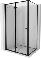 Cabină de duș rabatabilă stânga Mexen Mist-F T 90 x 120 cm, ramă neagră, negru - 8A6T-090-120-70-70-L