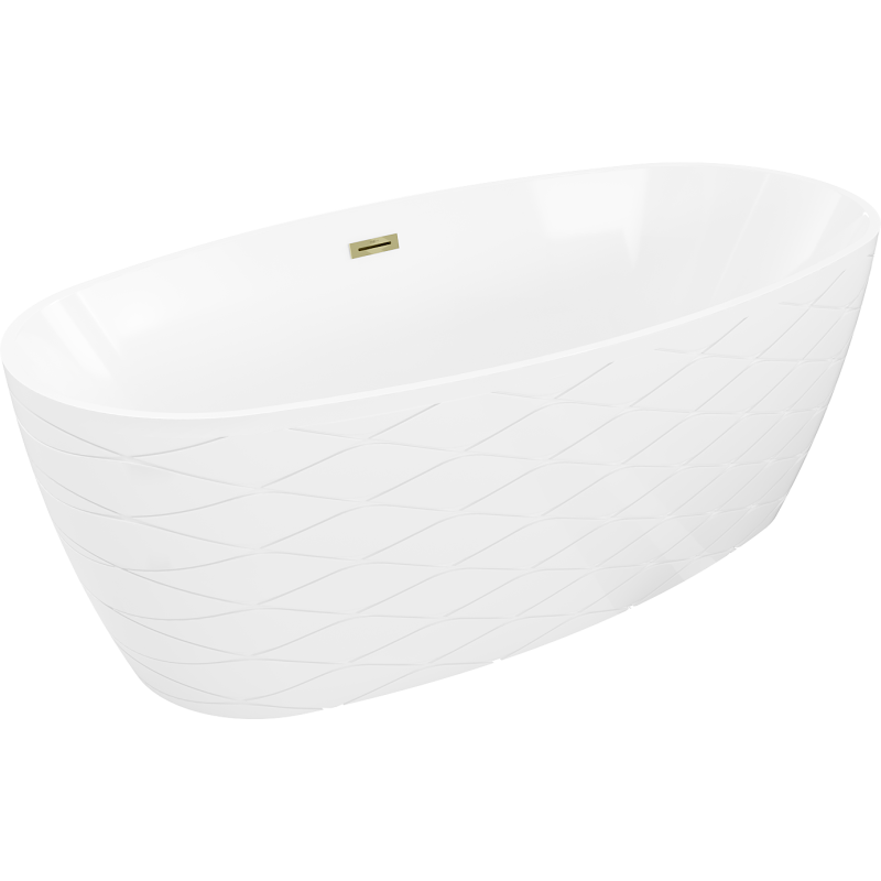 Mexen Olea cadă freestanding model 170 x 80 cm, albă, preaplin auriu - 52821708000-50