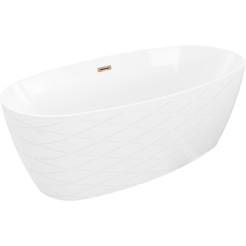 Mexen Olea cadă de sine stătătoare model 170 x 80 cm, albă, preaplin aur roz - 52821708000-60