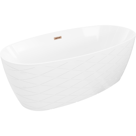 Mexen Olea cadă de sine stătătoare model 170 x 80 cm, albă, preaplin aur roz - 52821708000-60