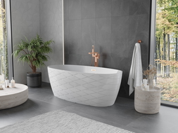 Mexen Olea cadă de sine stătătoare model 170 x 80 cm, albă, preaplin aur roz - 52821708000-60