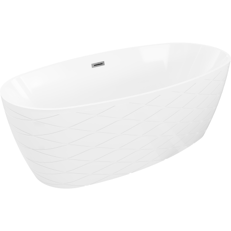 Mexen Olea cadă de baie freestanding model 170 x 80 cm, albă, preaplin gri metalic periat - 52821708000-66