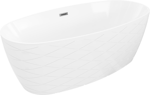 Mexen Olea szabadon álló kád minta 170 x 80 cm, fehér, túlfolyó gun gray kefélt - 52821708000-66