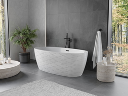 Cadă freestanding Mexen Olea model 170 x 80 cm, albă, preaplin negru - 52821708000-70