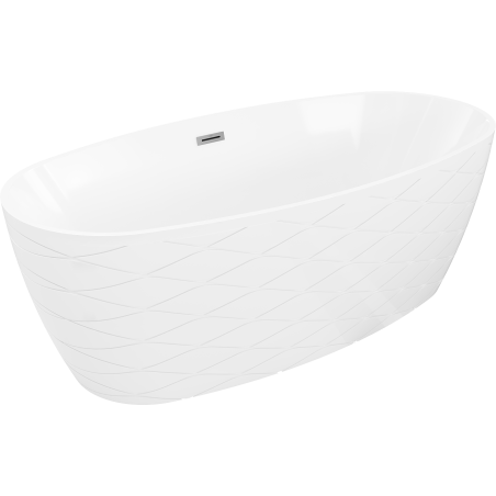 Mexen Olea szabadon álló kád minta 170 x 80 cm, fehér, túlfolyó gun metal - 52821708000-95