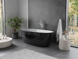Mexen Olea cadă de baie independentă model 170 x 80 cm, alb/negru, preaplin crom - 52821708075-01