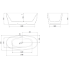 Cădiță de baie freestanding Mexen Olea model 170 x 80 cm, alb/negru, preaplin alb - 52821708075-20