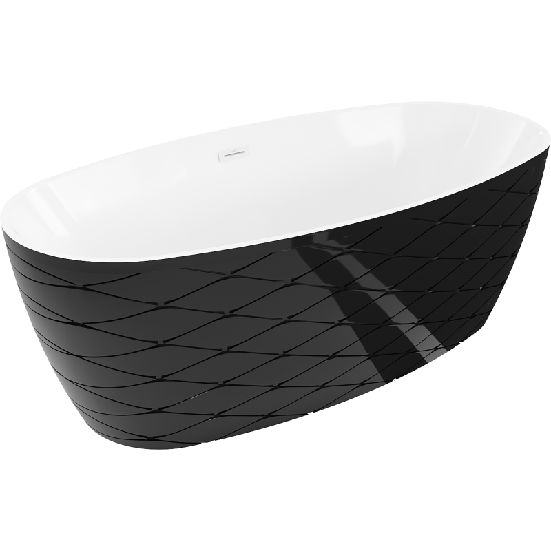 Cădiță de baie freestanding Mexen Olea model 170 x 80 cm, alb/negru, preaplin alb - 52821708075-20
