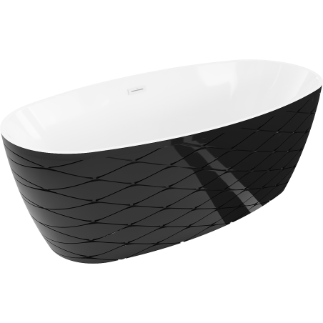 Cădiță de baie freestanding Mexen Olea model 170 x 80 cm, alb/negru, preaplin alb - 52821708075-20