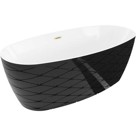 Mexen Olea cadă freestanding model 170 x 80 cm, alb/negru, preaplin auriu periat - 52821708075-55