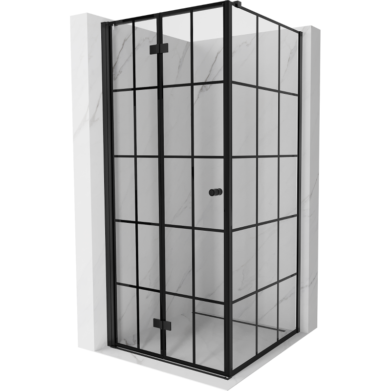 Cabina de duș pliabilă Mexen Mist-F, stânga, 100 x 100 cm, grilaj negru, negru - 8A6T-100-100-70-77-L