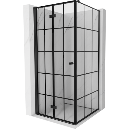 Cabina de duș pliabilă Mexen Mist-F, stânga, 100 x 100 cm, grilaj negru, negru - 8A6T-100-100-70-77-L