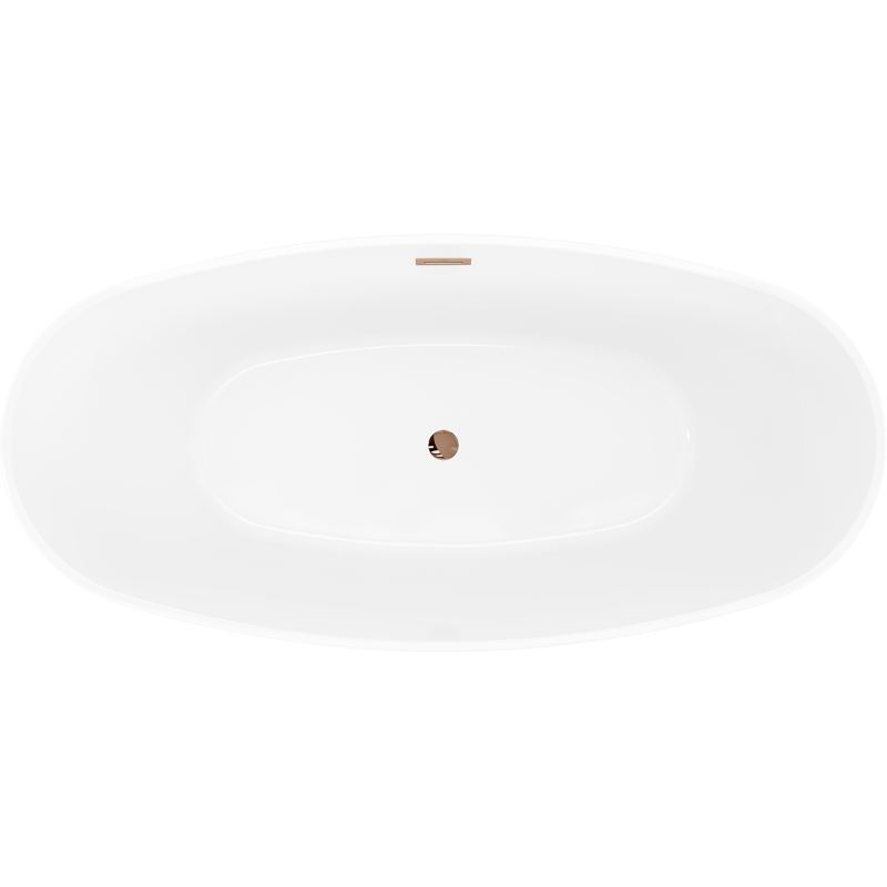 Mexen Olea szabadon álló kád minta 170 x 80 cm, fehér/fekete, túlfolyó rózsaszín arany - 52821708075-60